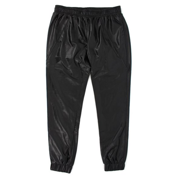 David Lerner Vegan Leather Track Pant Joggers X-Small NEW Faux Elastic Waist XS - Picture 1 of 7